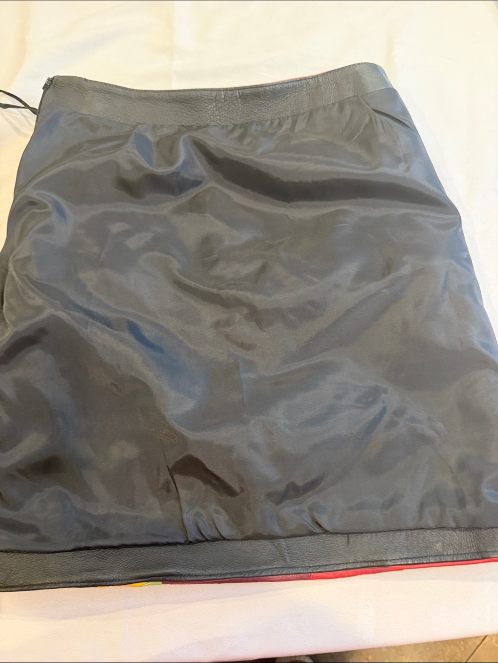3009104 MetroStyle Genuine Leather Colorblock Patchwork Pencil Skirt SZ 6 Y2K - Picture 7 of 7